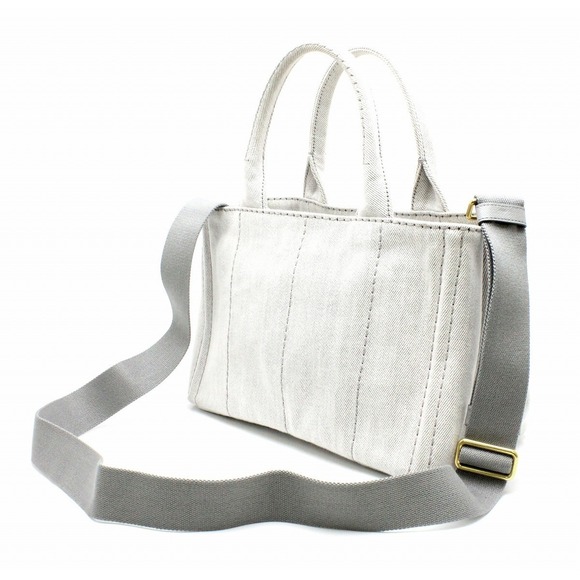 Prada Tote Denim Bag Canapa Bianco - Picture 1 of 9